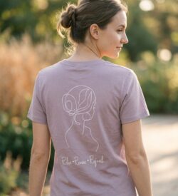 Olympus Spa After Tee, women's relaxed fit short sleeve t-shirt with line art woman and Relax Renew Refresh, lilac - back